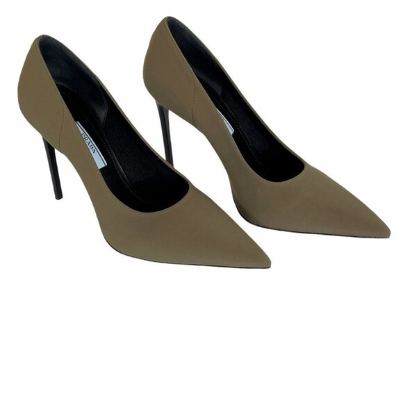 Prada Collection 1I228L Tessuto Tech Women's Green High Heel Stiletto pumps shoe - Picture 10 of 15